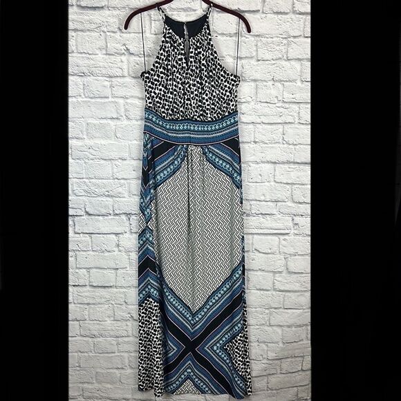 London Times Collection Patterned Maxi Dress Size Large - Picture 1 of 8